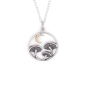 Sterling Silver Mushroom Necklace with Bronze Moon