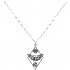 Sterling Silver Geometric Moth Necklace 18 Inch