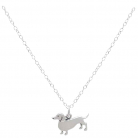 Sterling Silver Dachshund Dog Necklace 18 Inch