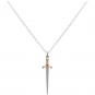 Sterling Silver Sword Necklace with Bronze Handle 18 Inch
