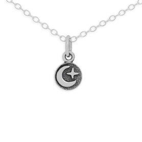 Sterling Silver Tiny Moon and Star Coin Necklace