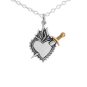 Mixed Metal Flaming Heart and Sword Necklace