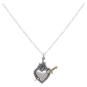 Mixed Metal Flaming Heart and Sword Necklace 18 Inch