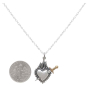 Mixed Metal Flaming Heart and Sword Necklace 18 Inch with Dime