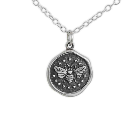 Sterling Silver Wax Seal Bee Necklace