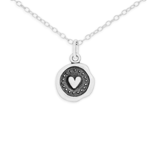 Nina Designs Sterling Silver Wax Seal Heart Necklace