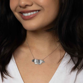 Sterling Silver Monarch Butterfly Festoon Necklace on model