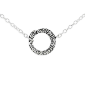 Sterling Silver Removable Ouroboros Charm Holder Necklace