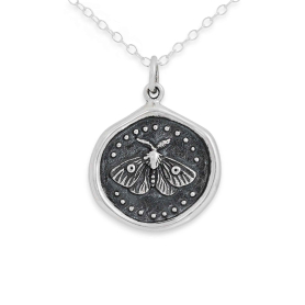 Sterling Silver Wax Seal Moth Necklace