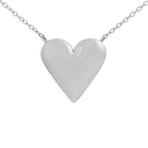 Sterling Silver Big Puffy Heart Festoon Necklace