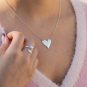 Sterling Silver Big Puffy Heart Festoon Necklace on model