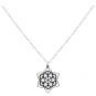 Sterling Silver Openwork Lotus Mandala Necklace Front View