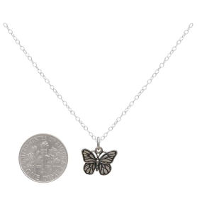 Sterling Silver Monarch Butterfly Necklace with Dime