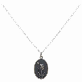 Sterling Silver Daffodil Birthflower Necklace - March Front View