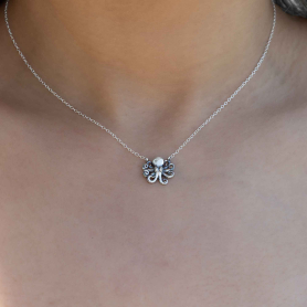 Sterling Silver Baby Octopus Festoon Necklace on model