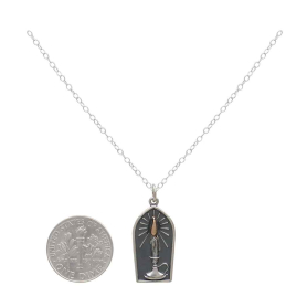 Sterling Silver Candle with Bronze Flame Necklace with Dime
