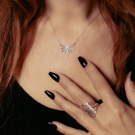 Sterling Silver Spiderweb Festoon Necklace on model