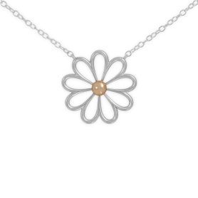 Mixed Metal Openwork Daisy Festoon Necklace