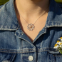 Mixed Metal Openwork Daisy Festoon Necklace on model