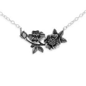 Sterling Silver Wild Rose Festoon Necklace