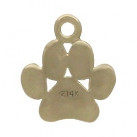 Solid 14K Gold - Paw Print Charm no Jumpring