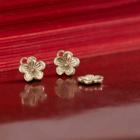 Solid 14K Gold Cherry Blossom Charm 7x6mm no jumpring