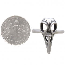 Sterling Silver Raven Skull Ring