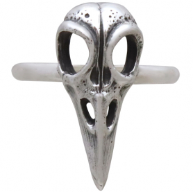Sterling Silver Raven Skull Ring