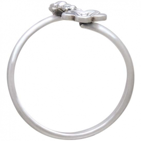 Sterling Silver Bee and Cherry Blossom Adjustable Ring