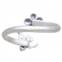 Sterling Silver Bee and Cherry Blossom Adjustable Ring