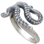Sterling Silver Octopus Tentacle Adjustable Ring diagonal