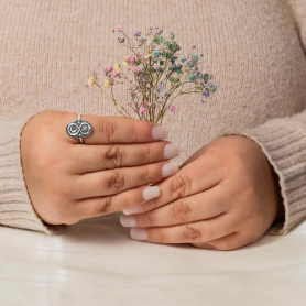 Sterling Silver Infinity Snake Ring on hands