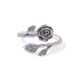 Sterling Silver Adjustable Rose Ring