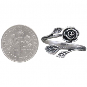 Sterling Silver Rose Adjustable Ring