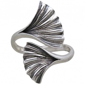 Sterling Silver Adjustable Ginkgo Leaf Ring