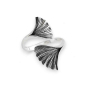 Nina Designs Sterling Silver Adjustable Ginkgo Leaf Ring white background