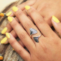 Sterling Silver Adjustable Gingko Ring on Hand