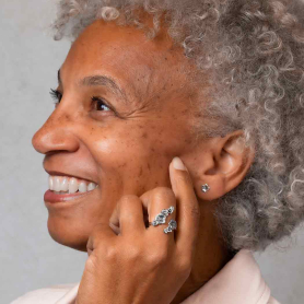 Adjustable Cherry Blossoms Ring on model