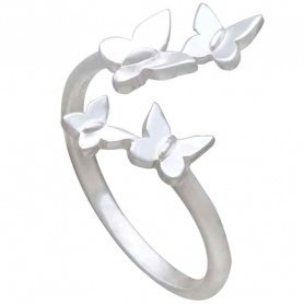 Sterling Silver Adjustable Butterfly Cluster Ring