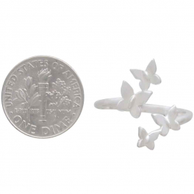 Sterling Silver Adjustable Butterfly Cluster Ring