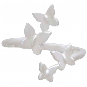 Sterling Silver Adjustable Butterfly Cluster Ring