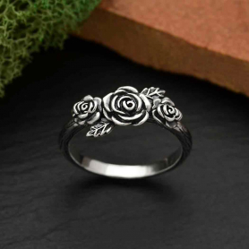 Sterling Silver Triple Rose Ring