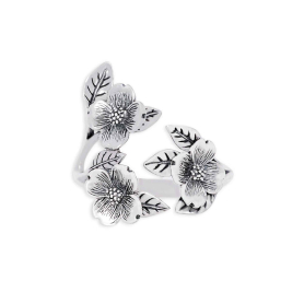 Sterling Silver Adjustable Dogwood Flowers Ring