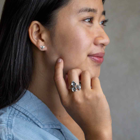 Adjustable Dogwood Ring on Models hand