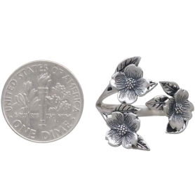 Adjustable Dogwood Ring next to dime