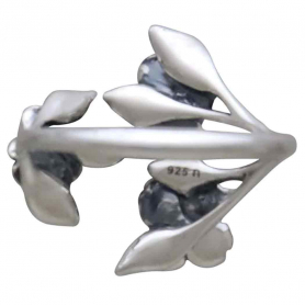 Sterling Silver Adjustable Dogwood Flower and Leaf Ring