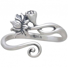 Sterling Silver Adjustable Lotus Ring