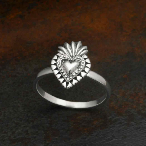Sterling Silver Flaming Heart Ring