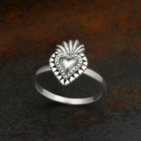 Sterling Silver Flaming Heart Ring