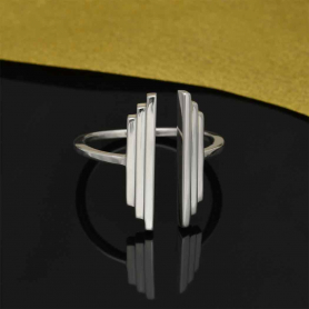 Sterling Silver Stepped Bar Adjustable Ring